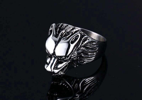 Bague Loup Solitaire (Acier)